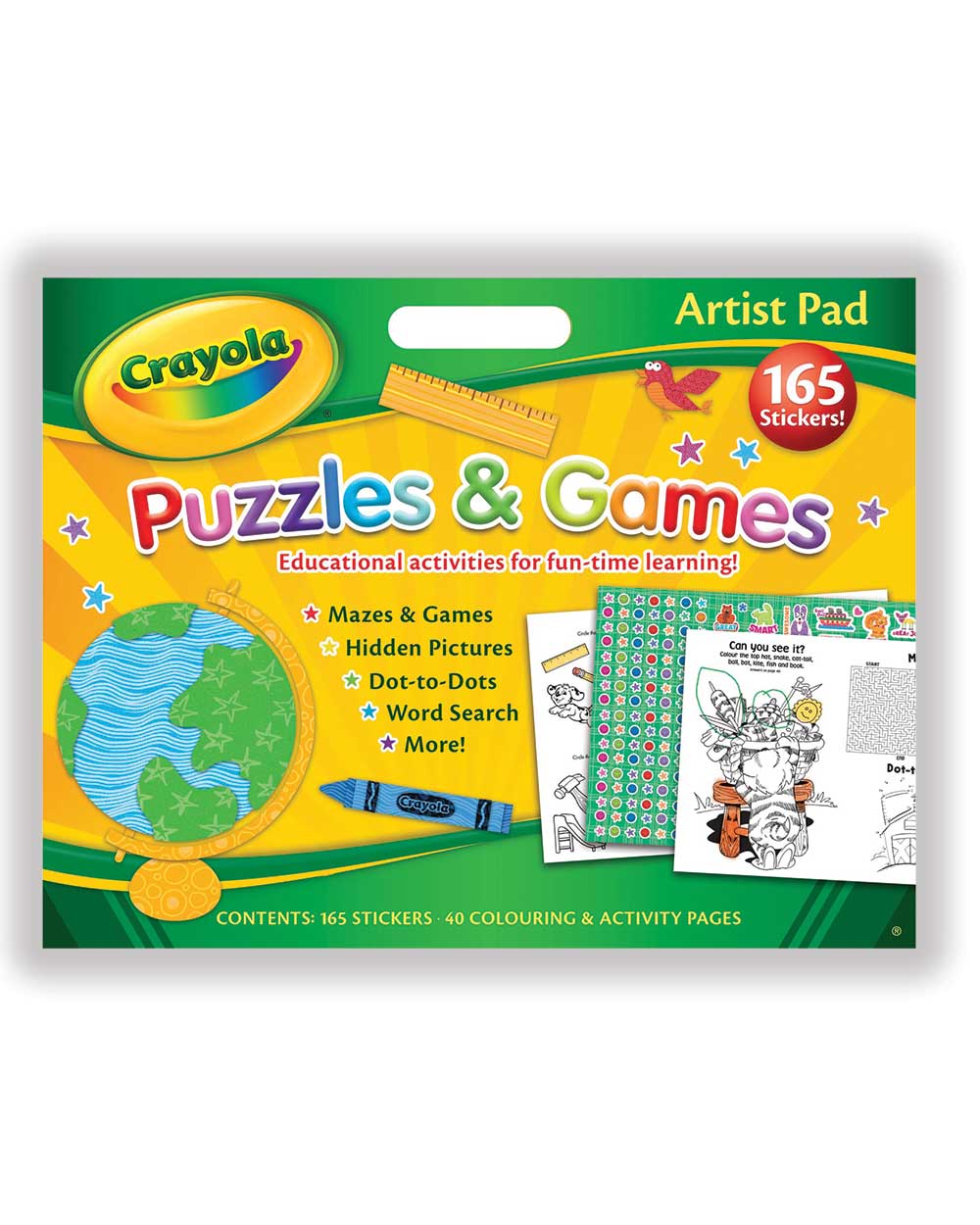 Crayola artist pad puzzles * games pack on a white background