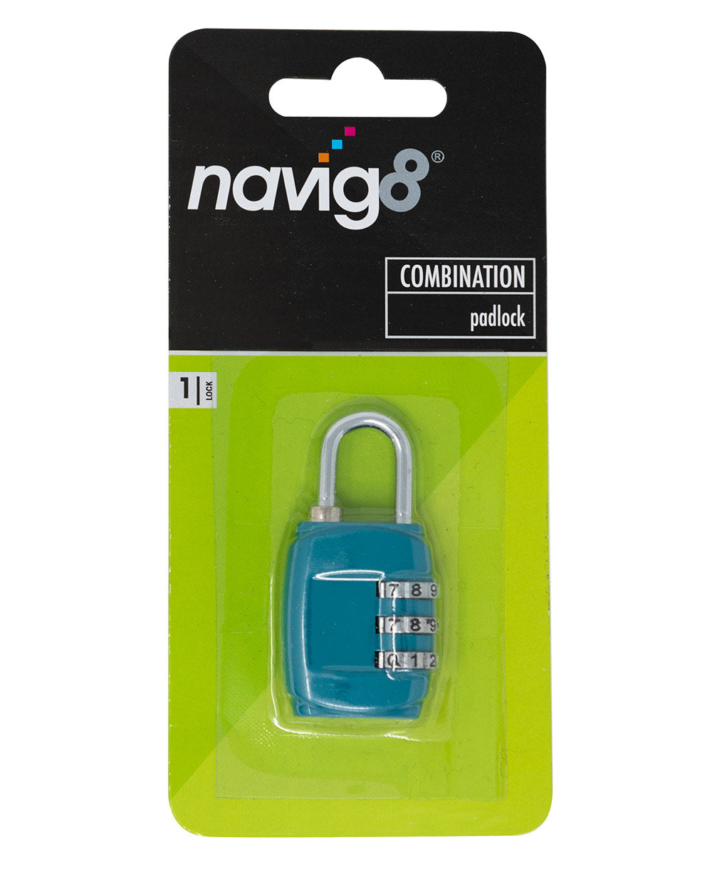 Combination Padlock Suitcase Travel Blue in packaging on a white back ground