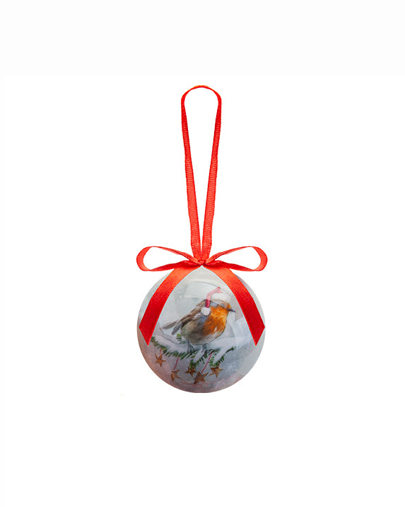 12PC Christmas Bauble Set Gift Boxed Red Robin