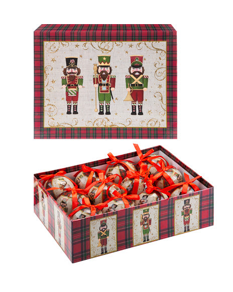 12PC Christmas Bauble Set Gift Boxed Nutcracker
