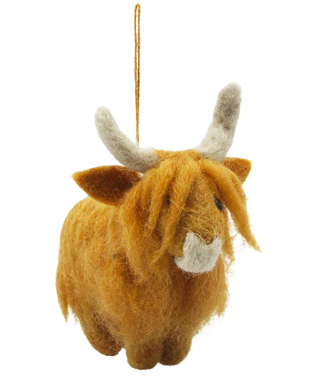 Christmas Tree Decoration Handmade Highland Cow on a white background