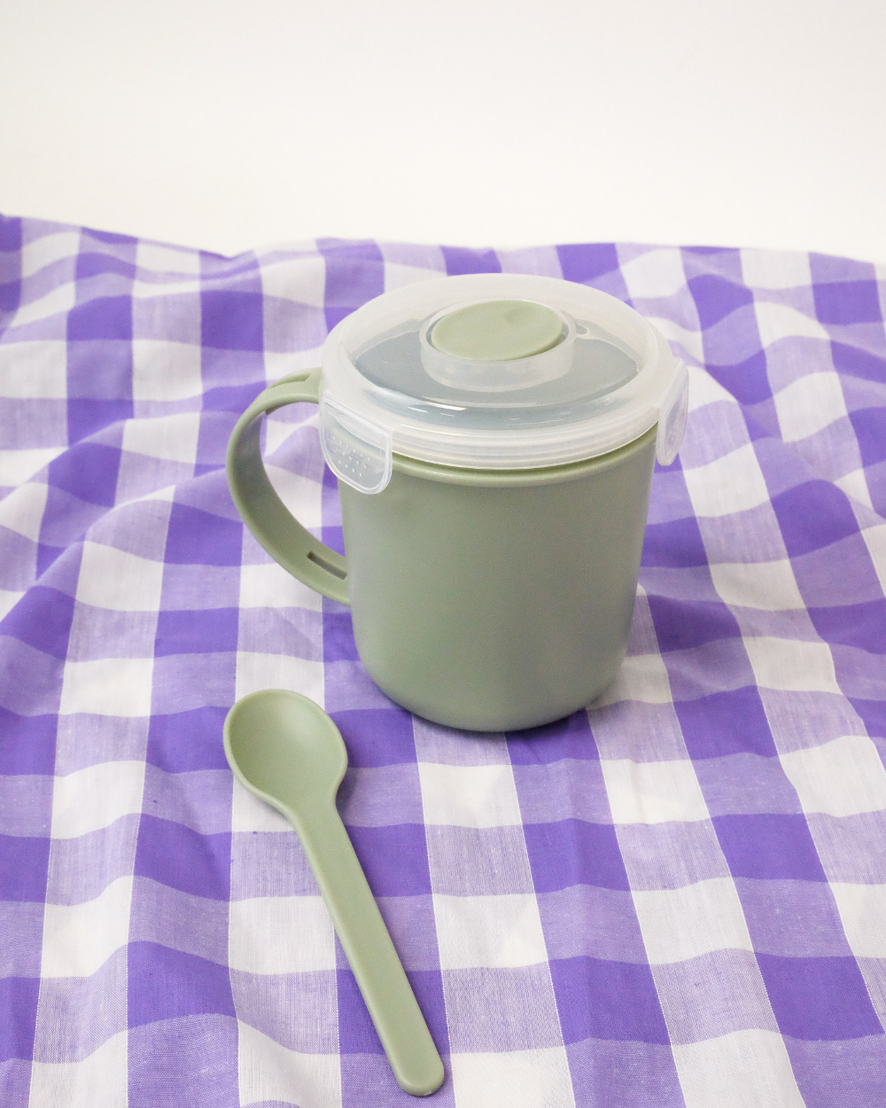 Microwavable Soup Mug With Spoon Sage