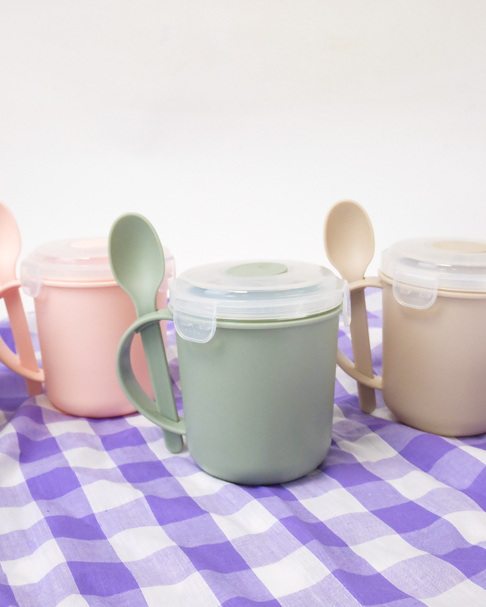 Microwavable Soup Mug With Spoon Sage