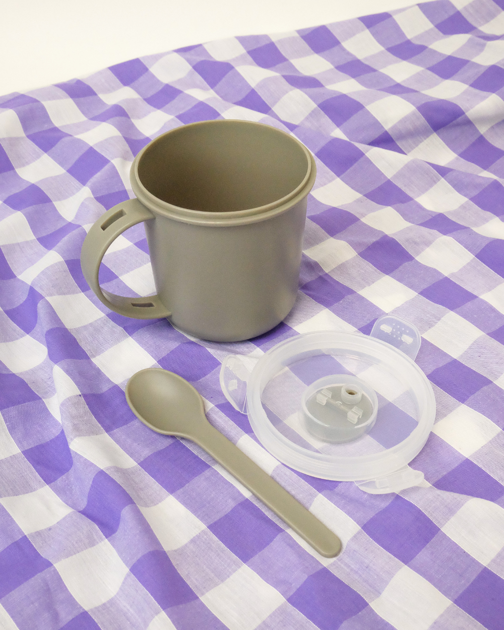 Microwavable Soup Mug With Spoon Grey