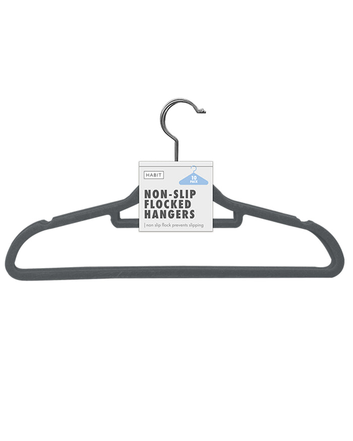 NonSlip Coat Hangers Flocked 10 Pack Grey Sue Ryder