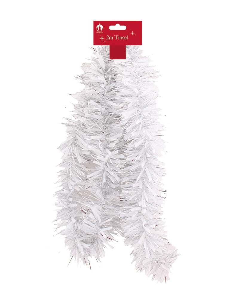 Chunky Christmas Tinsel White 2m
