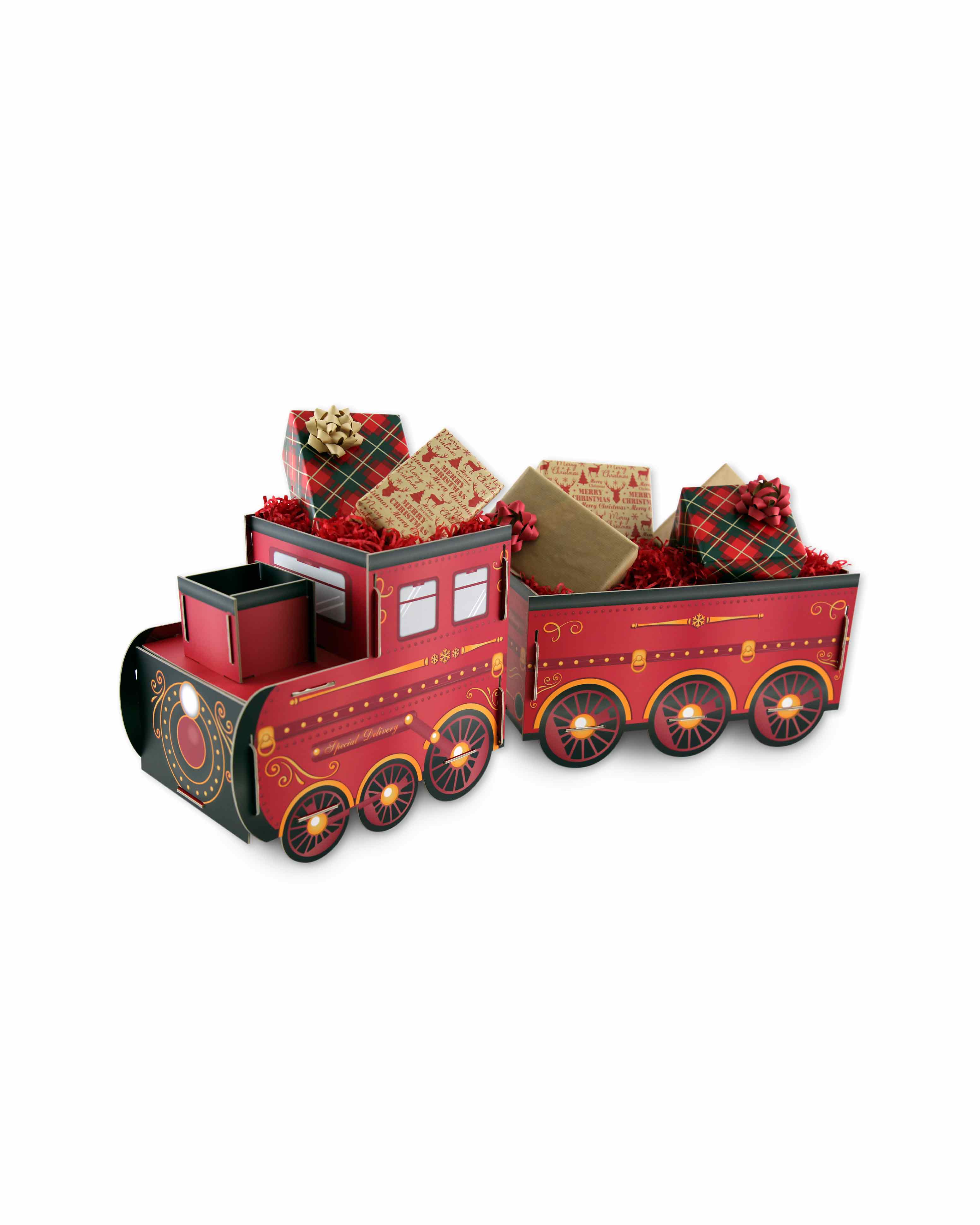 Christmas Present Train Paper Gift Wrap Red
