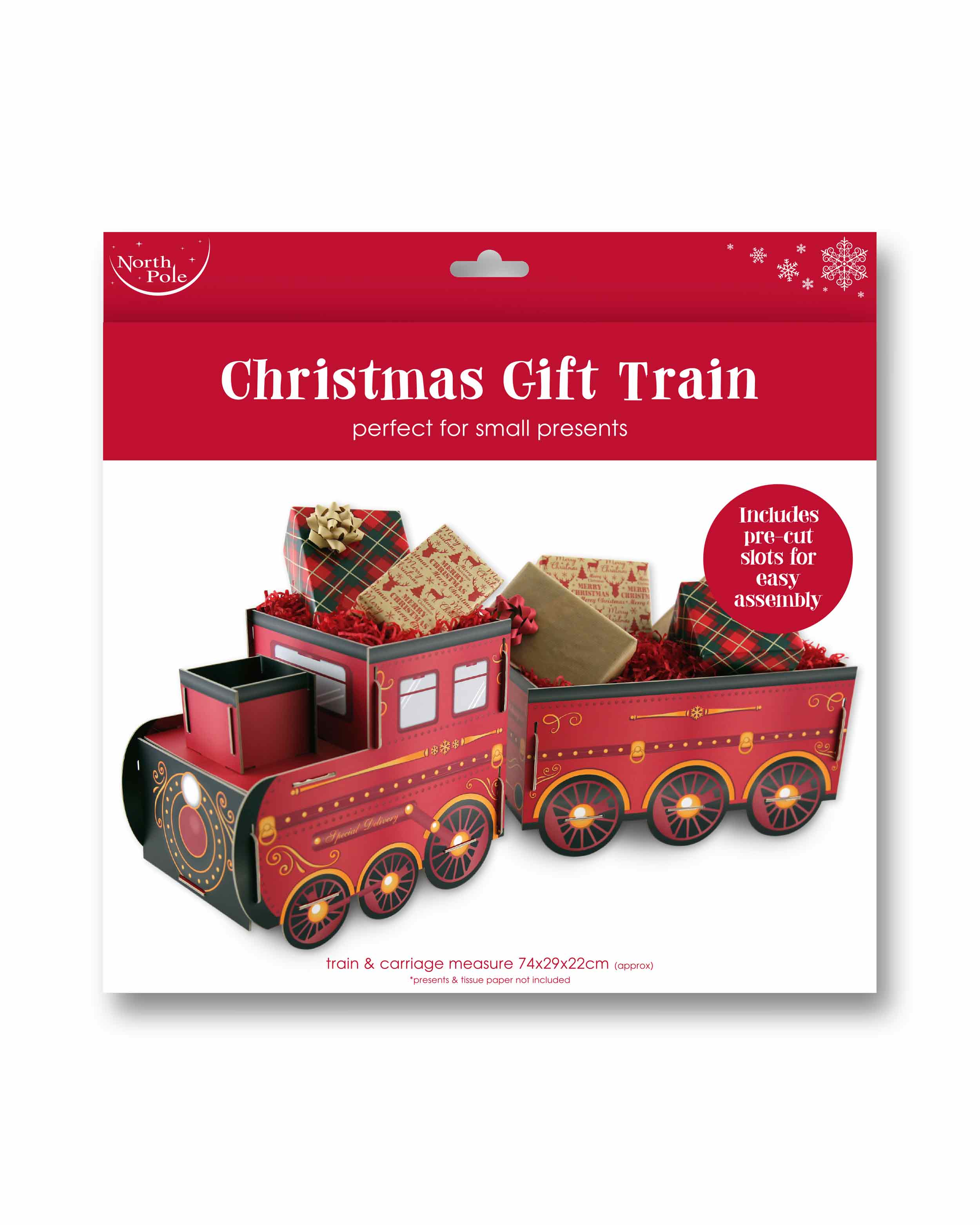 Christmas Present Train Paper Gift Wrap Red