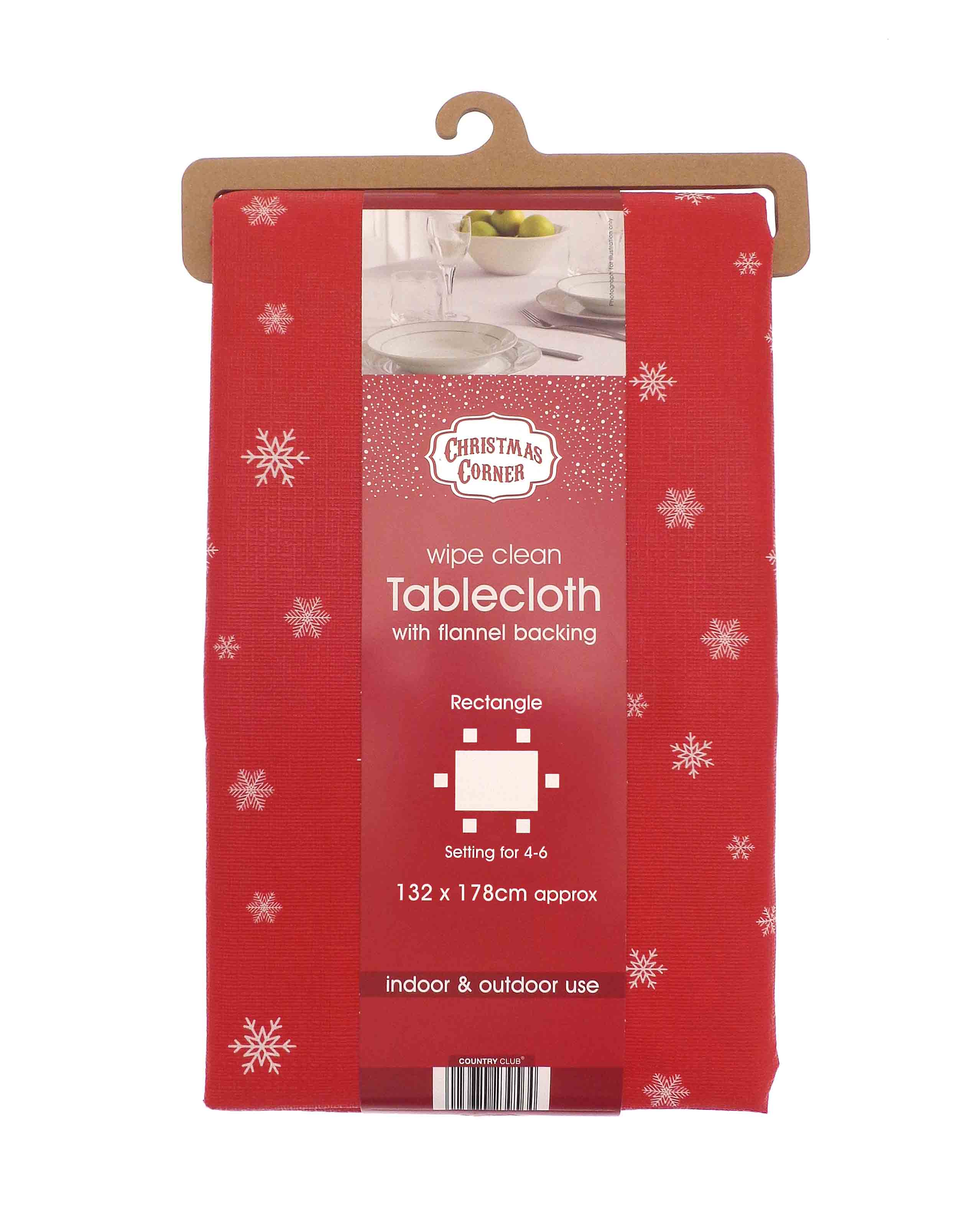 Christmas Wipeable Table Cloth 137 x 178cm Red
