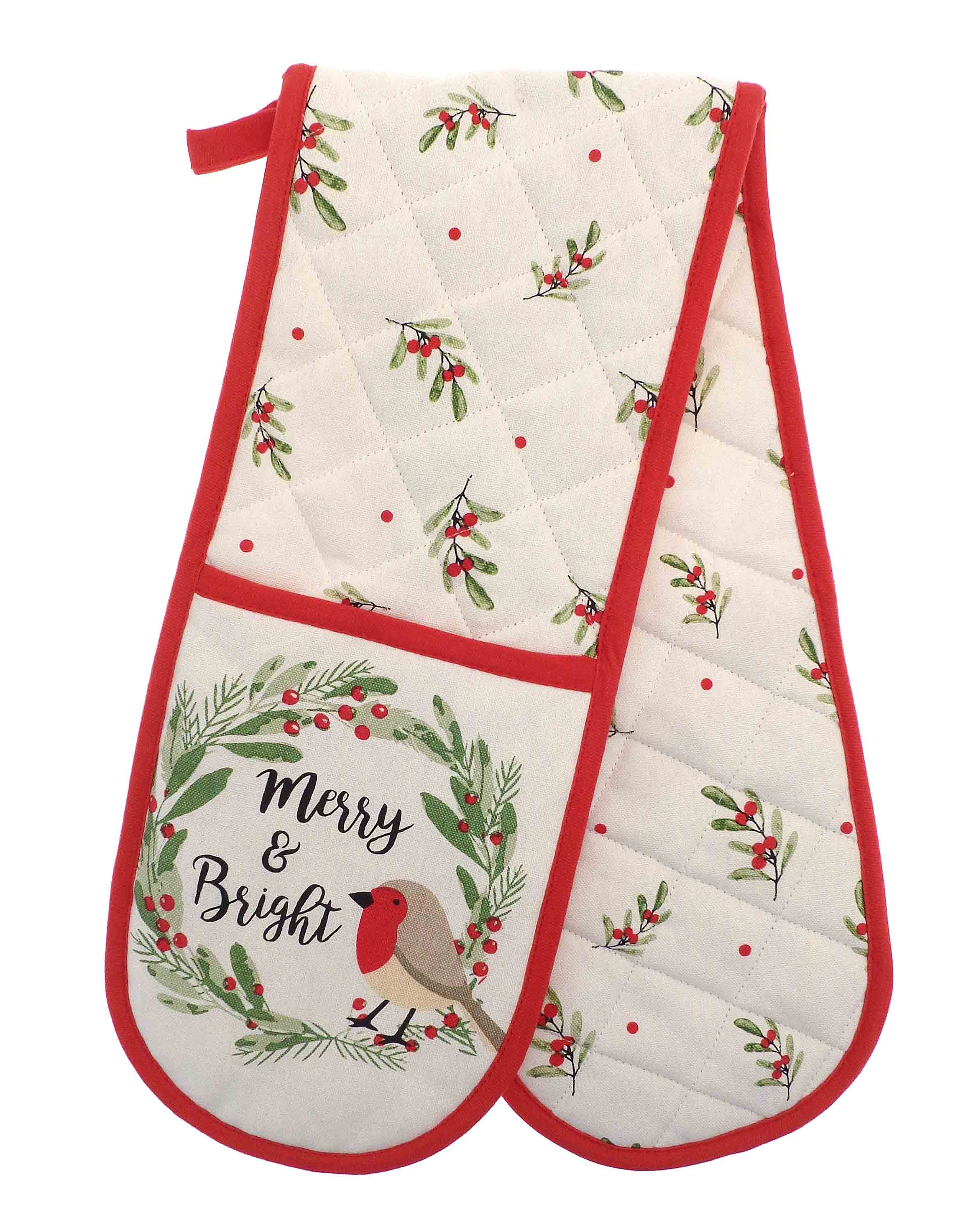 Christmas Robin Double Oven Glove