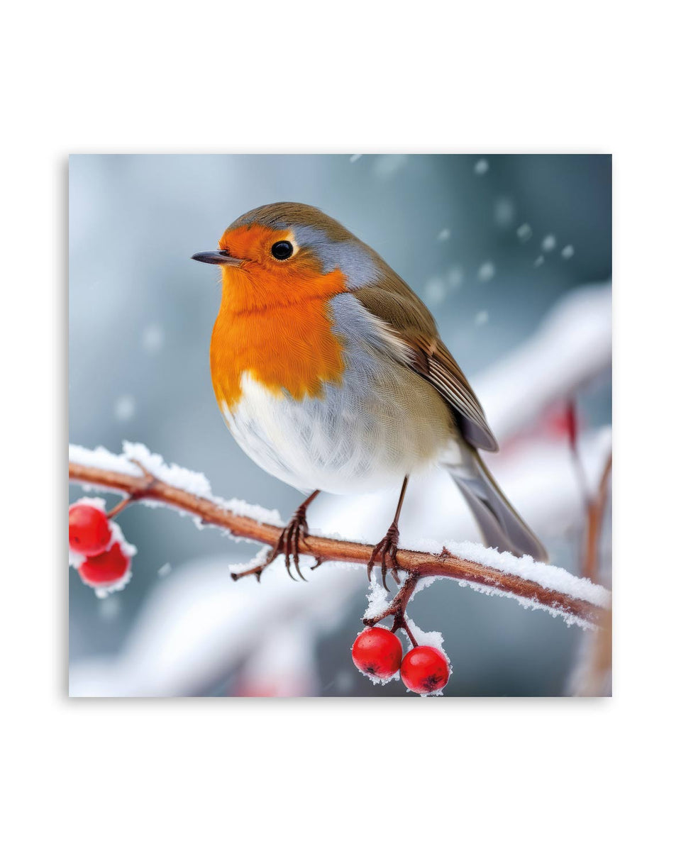 TO BOTH OF YOU CHRISTMAS GREETING CARD 7"X5" ROBIN ON FENCE
