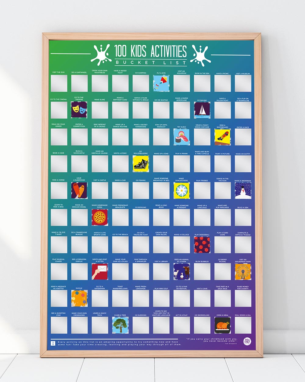 100 Kids Activities Bucket List Scratch Poster