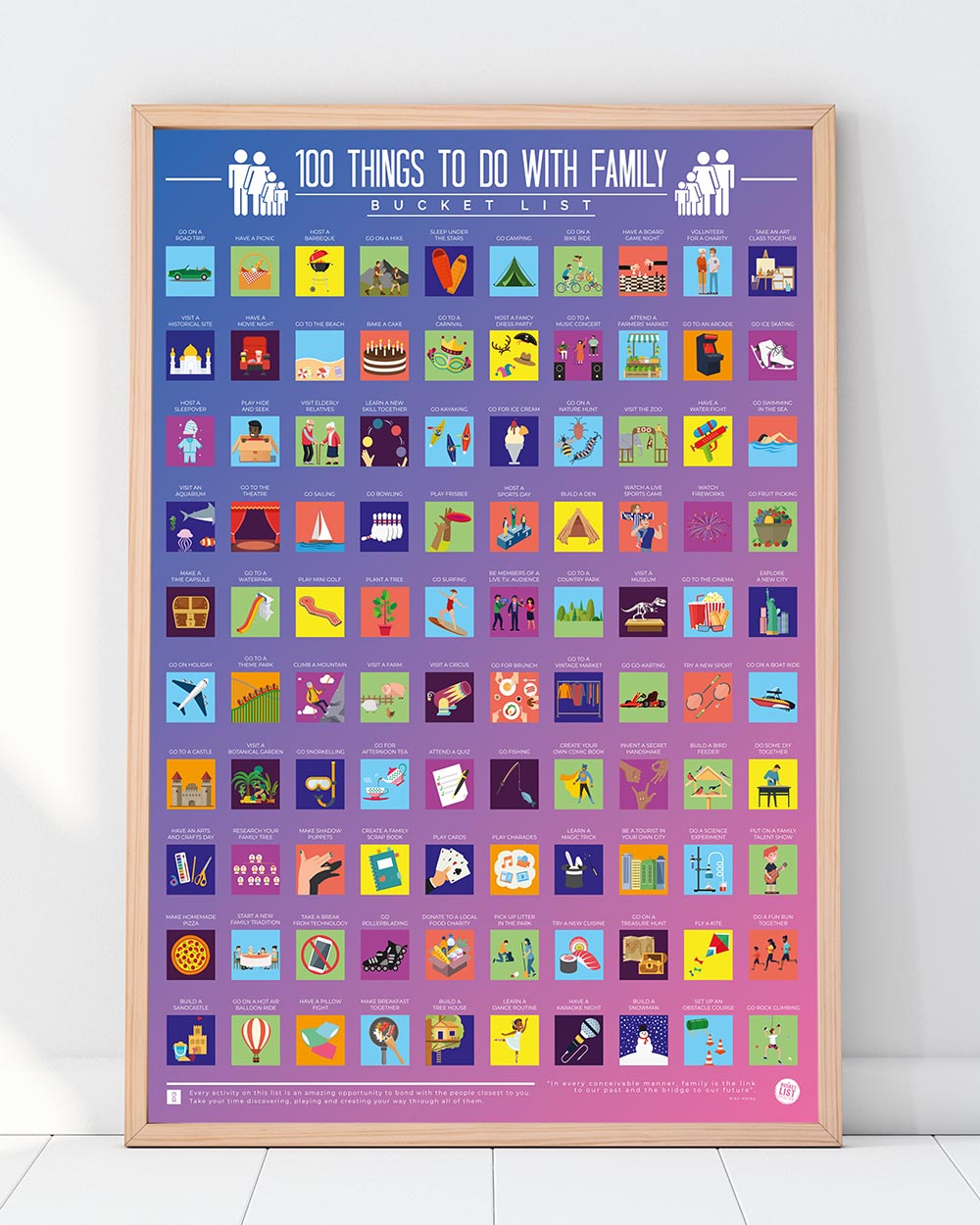 100 Things To Do With Family Bucket List Scratch Off Poster