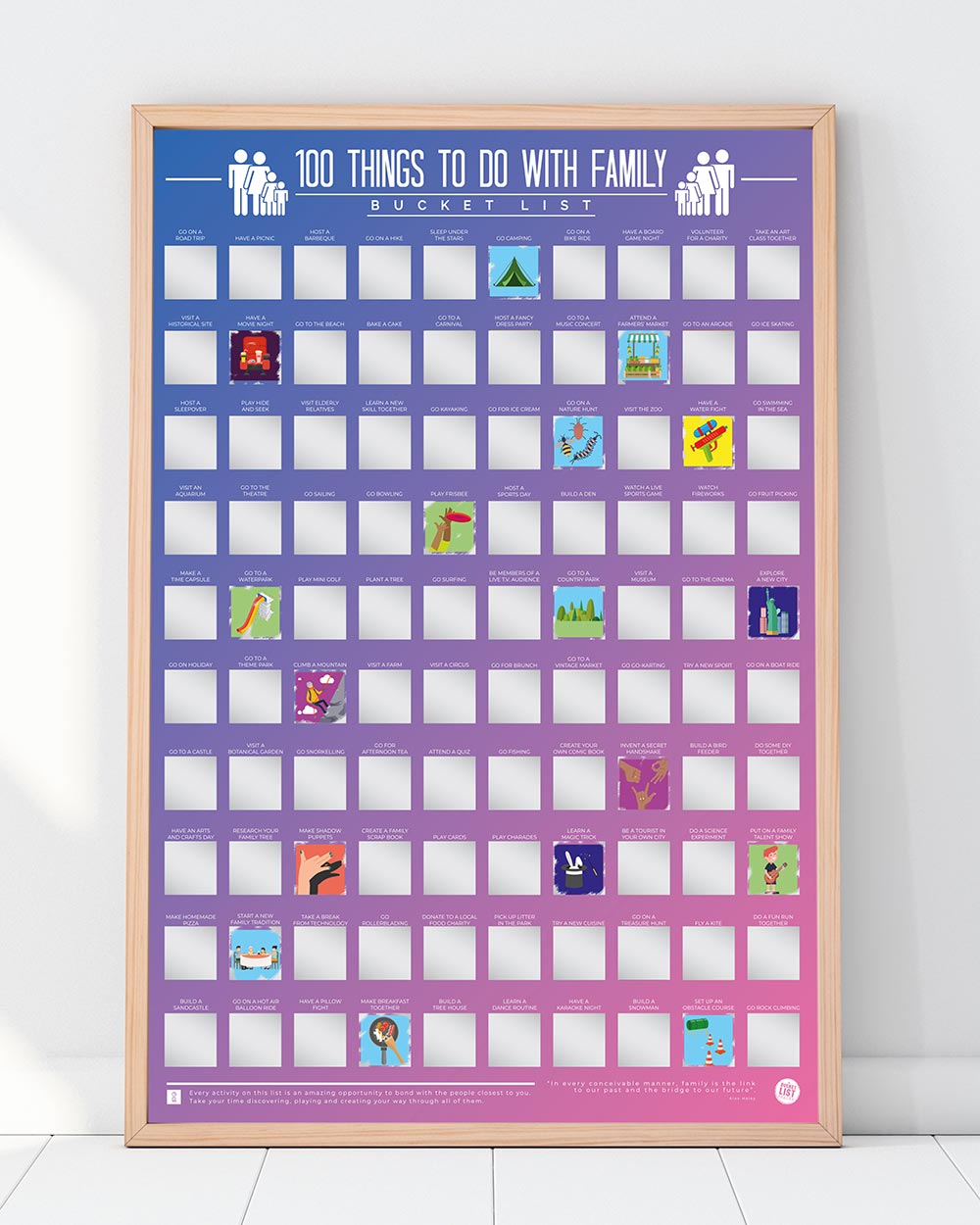 100 Things To Do With Family Bucket List Scratch Off Poster