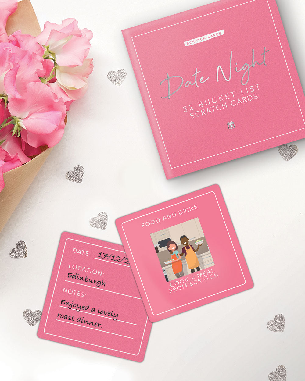 Date Night Bucket List Scratch Cards Gift contents