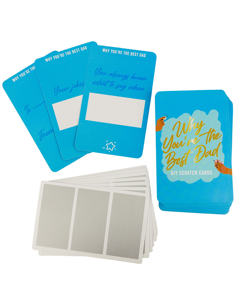 You're The Best Dad DIY Scratch Cards Gift contents on a white back ground
