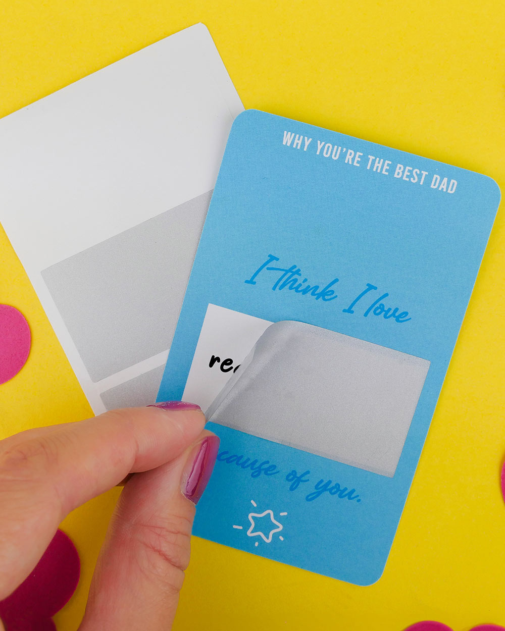 You're The Best Dad DIY Scratch Cards Gift wording being covered
