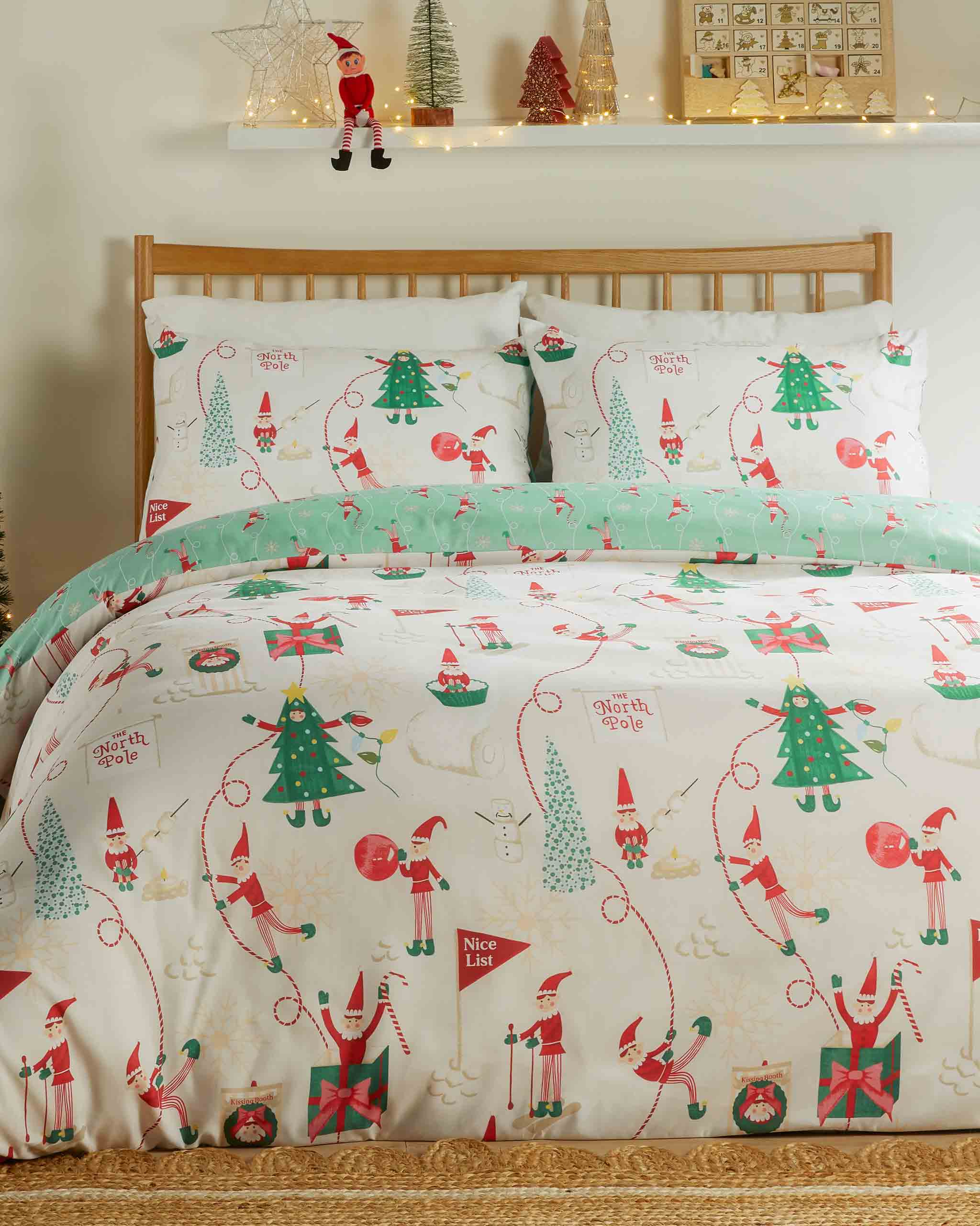 Christmas Duvet Cover Elfie Single Double King Cream