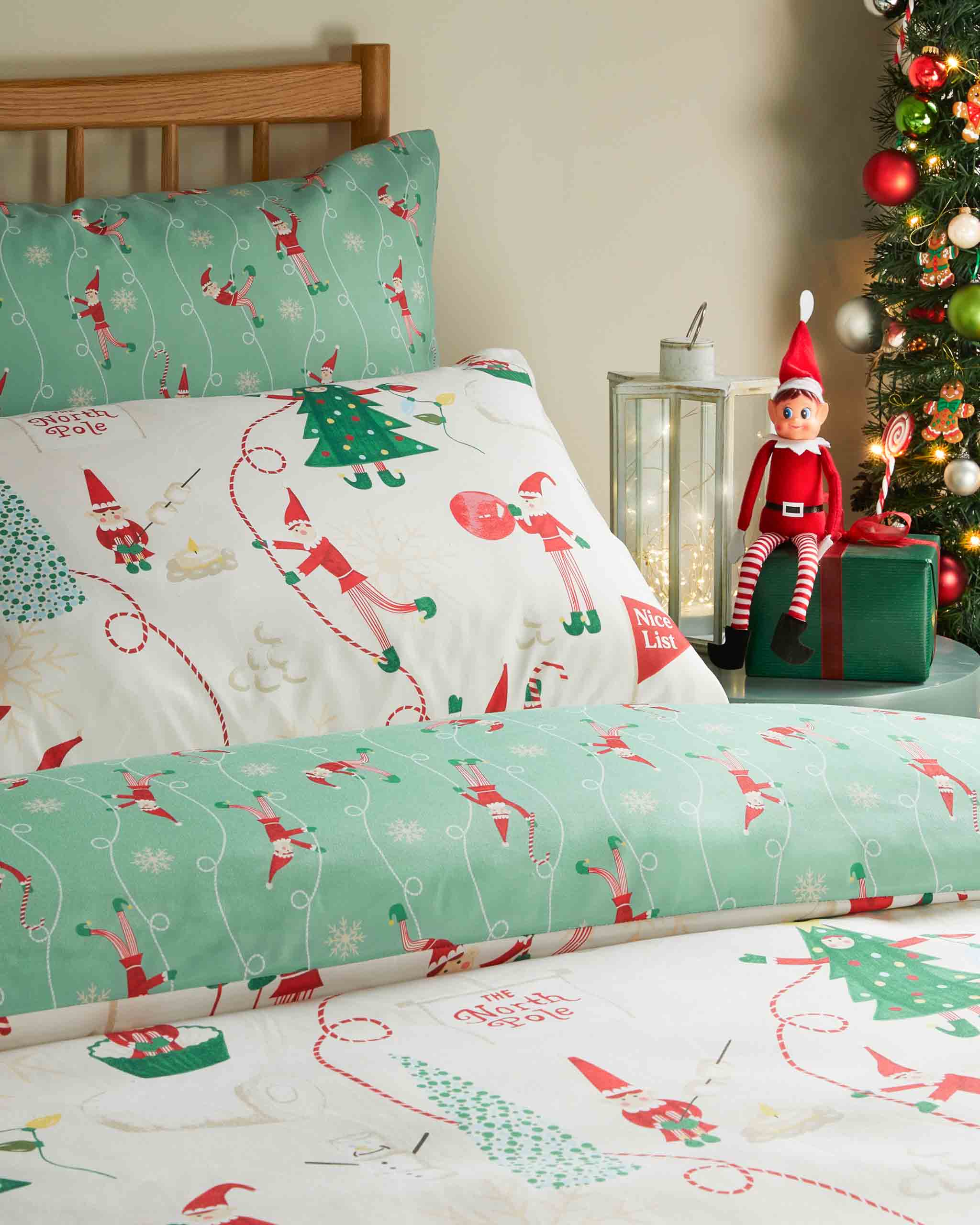 Christmas Duvet Cover Elfie Single Double King Cream