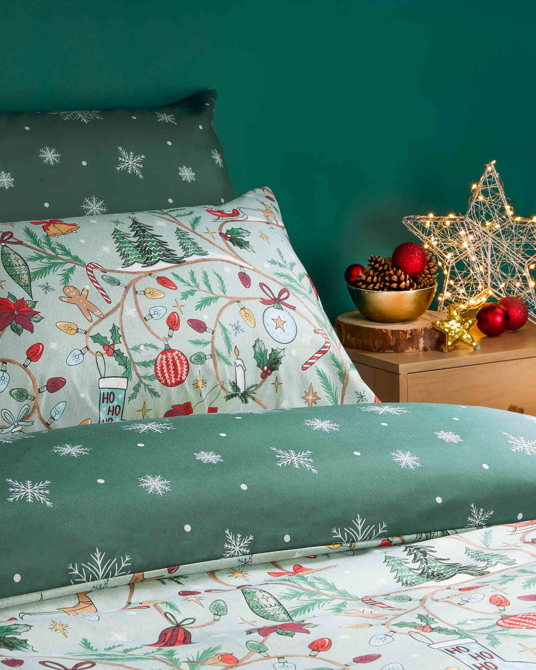 Christmas Duvet Cover Noelle Single Double King Green