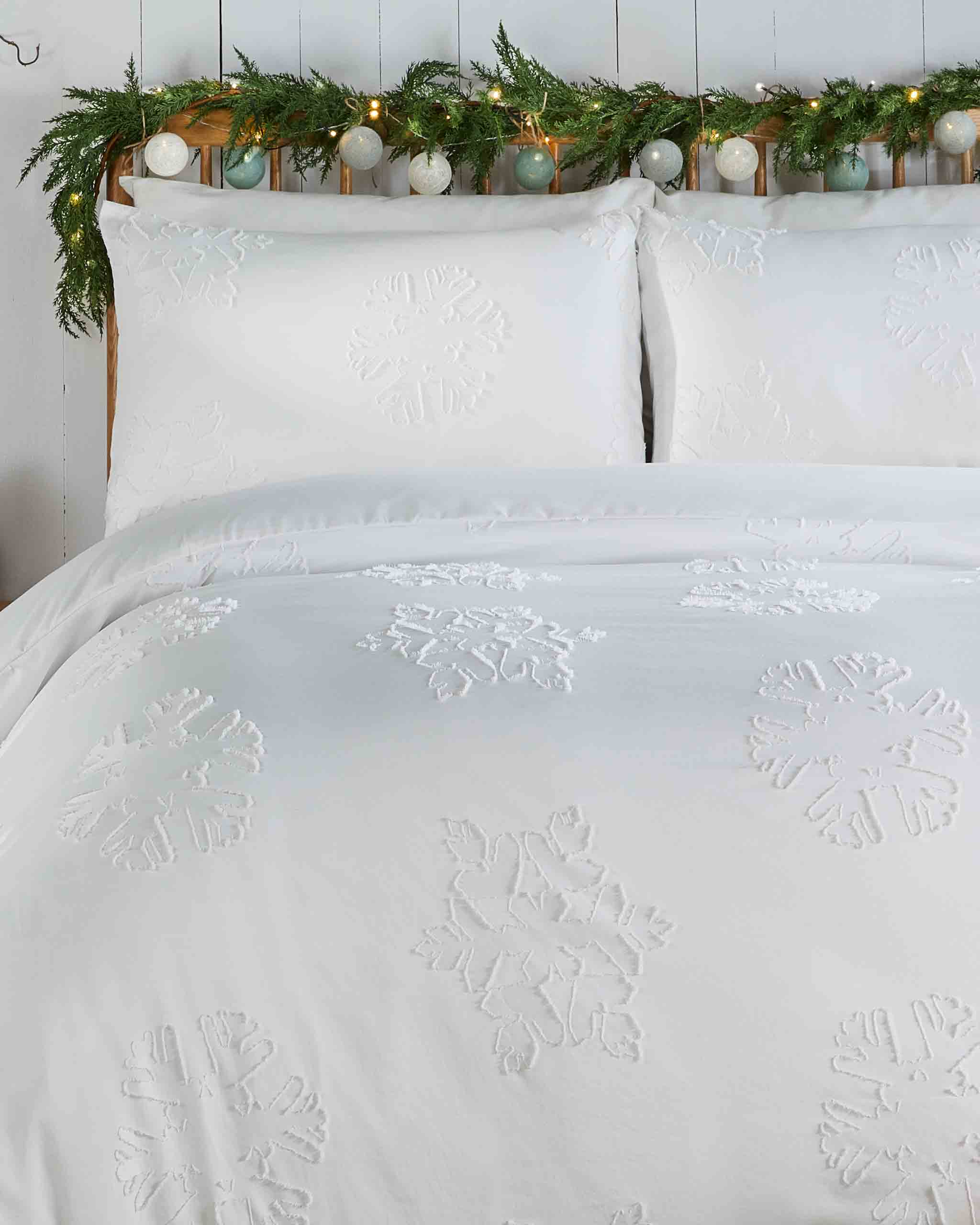 Christmas Duvet Cover Snowflake Single Double King White
