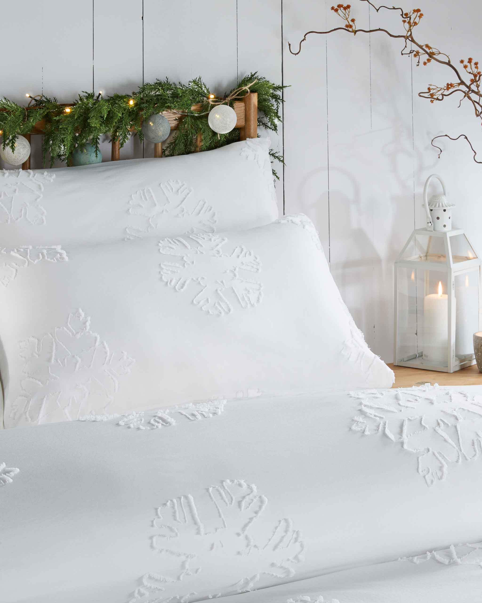 Christmas Duvet Cover Snowflake Single Double King White