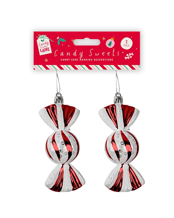 Christmas Tree Decoration Candy Sweet Red White 2 pk