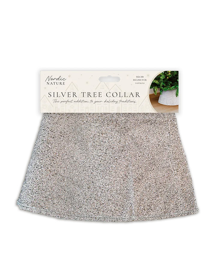 Christmas Trees Skirt Glitter Silver 56cm
