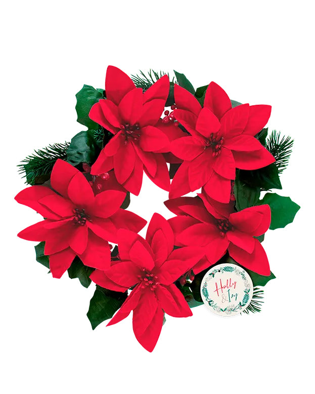 Christmas Poinsettia Wreath Red 29cm
