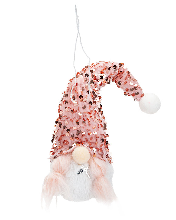 Christmas Gonk with Plaits Hanging Decoration  11" Pink