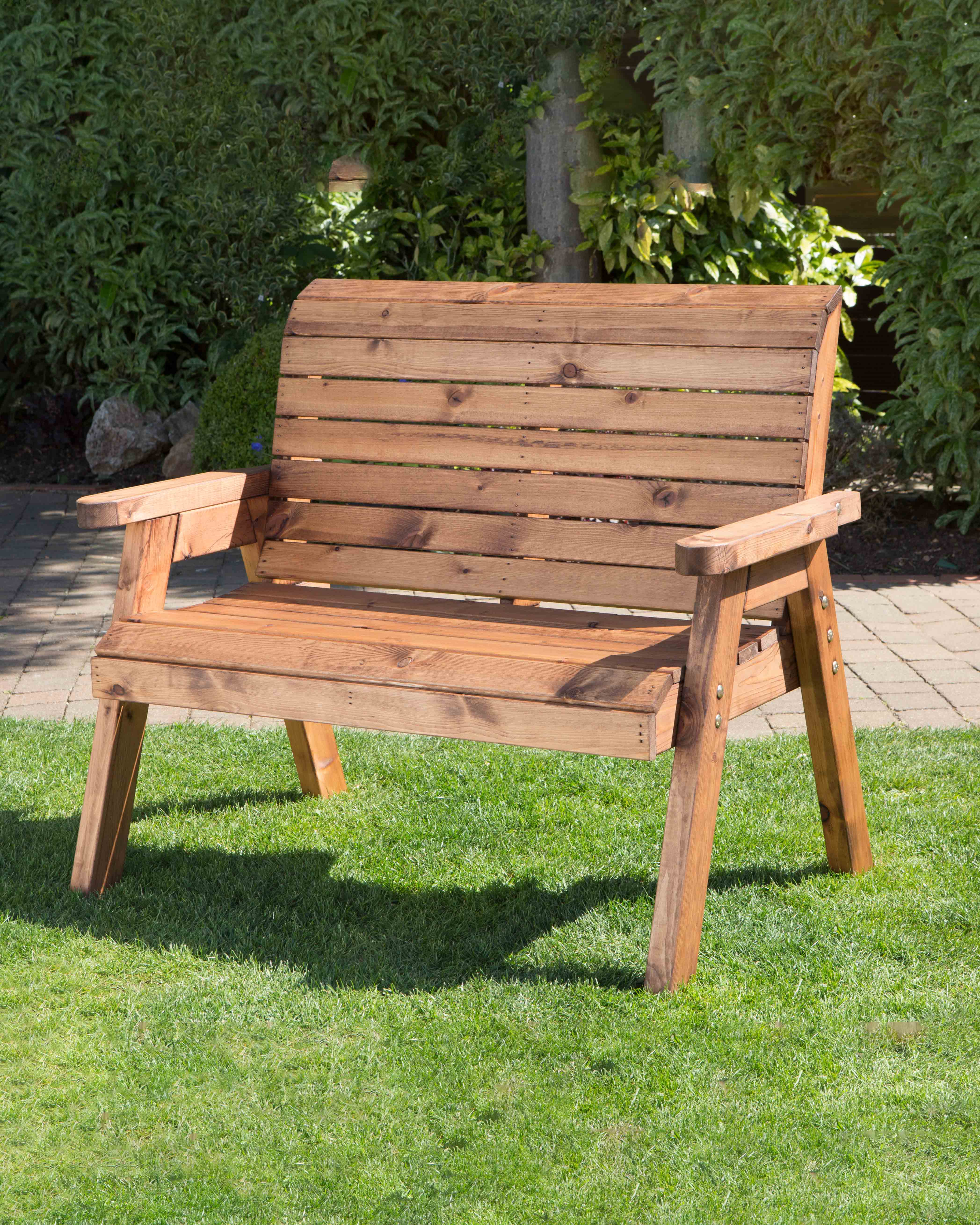Charles Taylor Two Seater Bench with Green Cushions