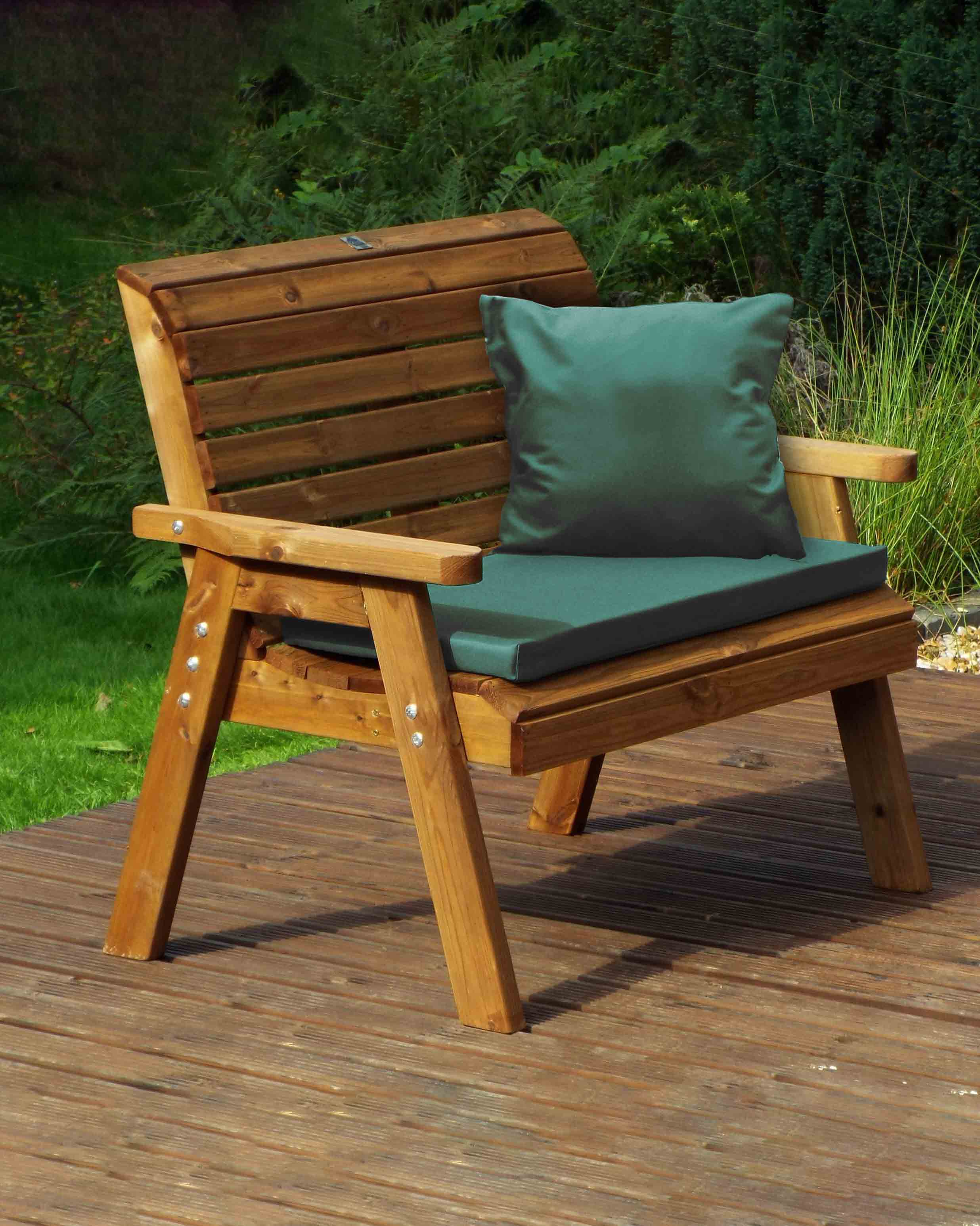 Charles Taylor Two Seater Bench with Green Cushions