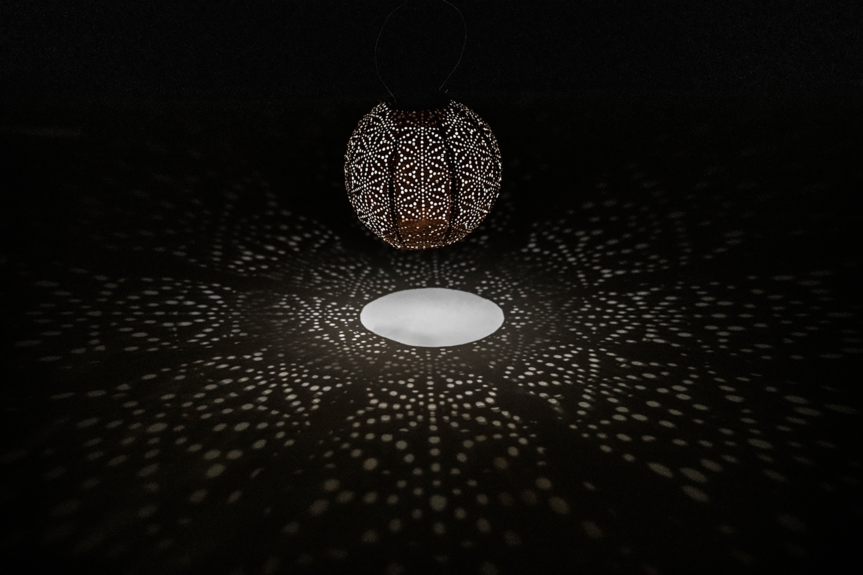  Round Sashiko Copper Sola Powered Garden Lantern