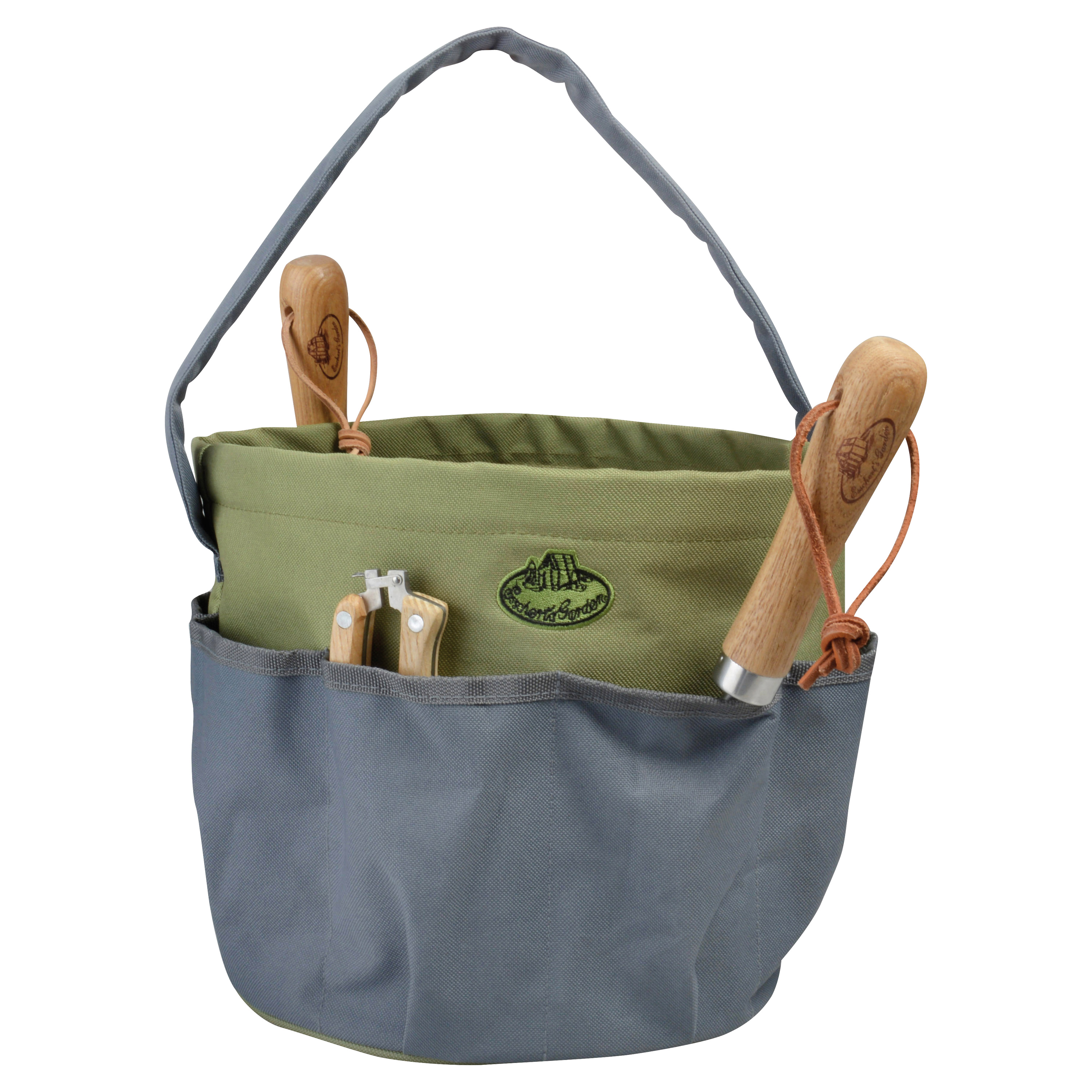 Round Garden Tool Bag Green Grey