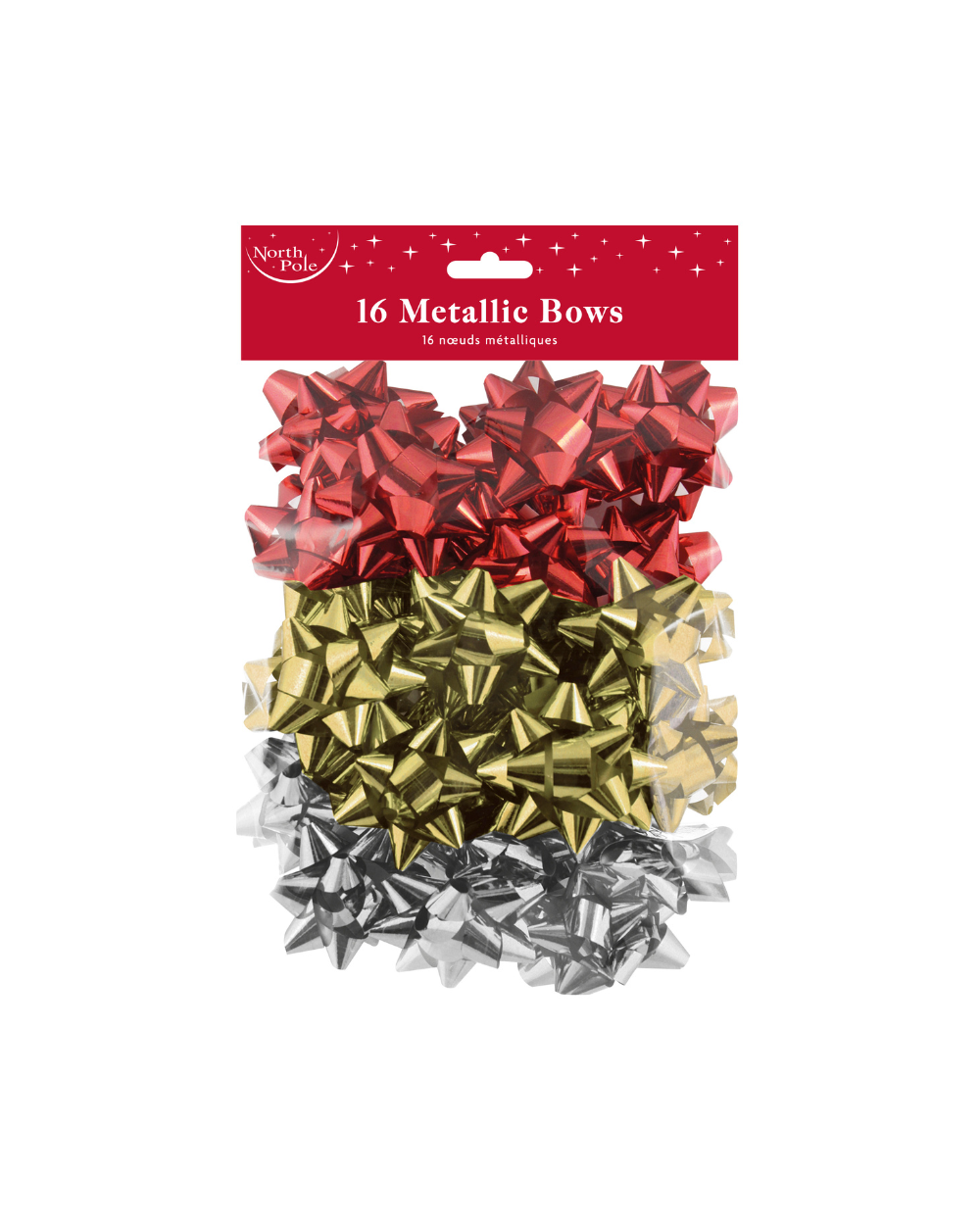Christmas Metallic Gift Bows 16 Pack Traditional Mix