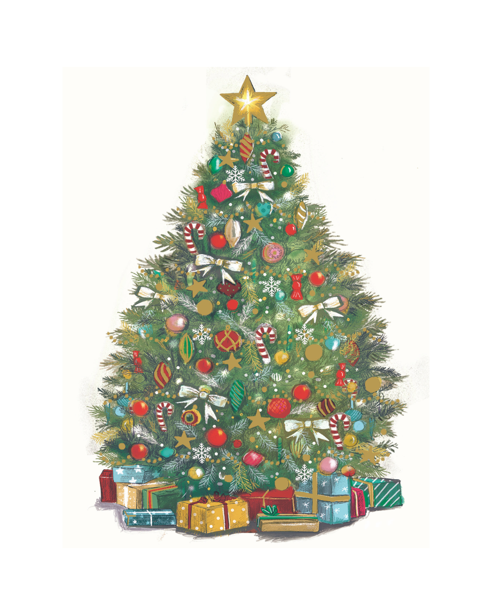 Charity Christmas Cards 10 Pack Die Cut Christmas Tree