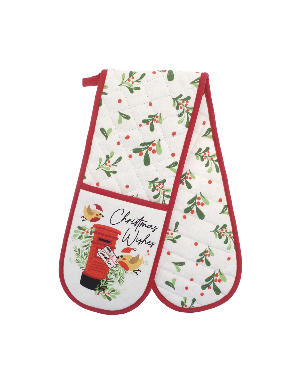 Christmas Wishes Robin Double Oven Glove
