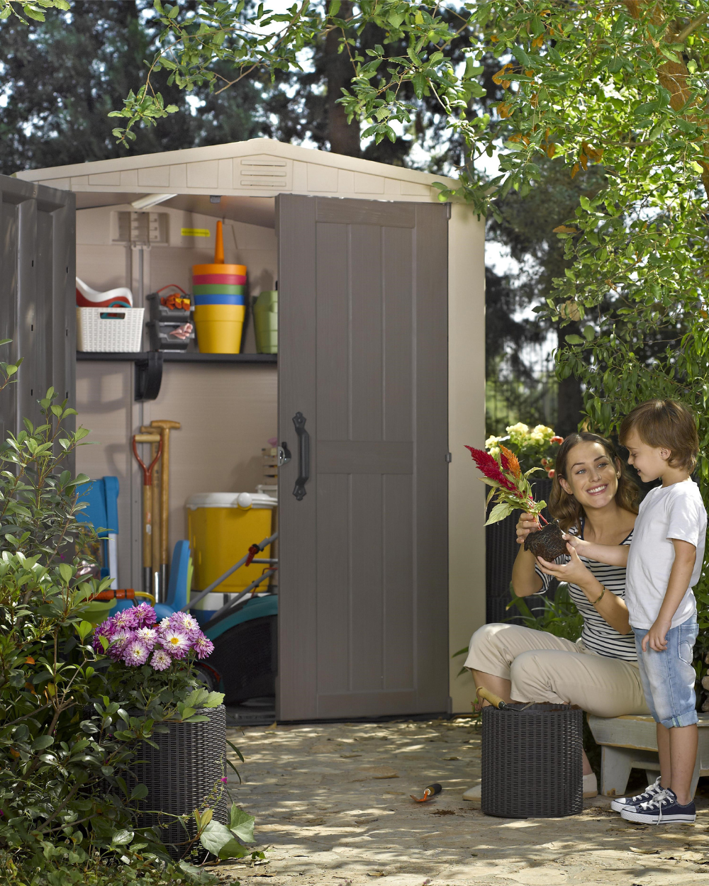 Factor 6x6 Shed Beige & Brown Dual Doors Keter