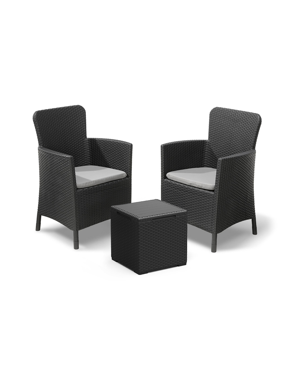 Miami 2 Seater Balcony Set With Storage Table Graphite Keter