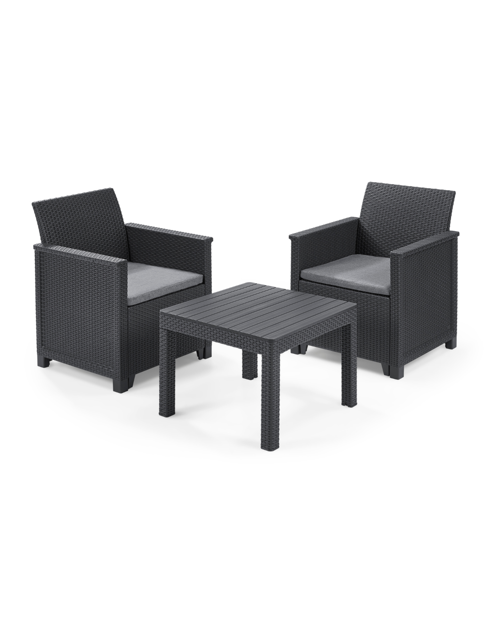 Emma 2 Seater Balcony Set With Table Graphite Keter