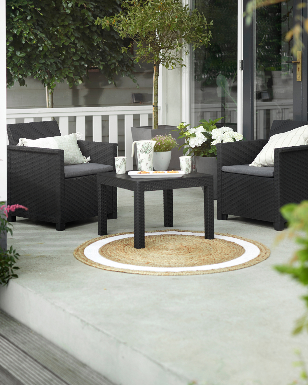 Emma 2 Seater Balcony Set With Table Graphite Keter