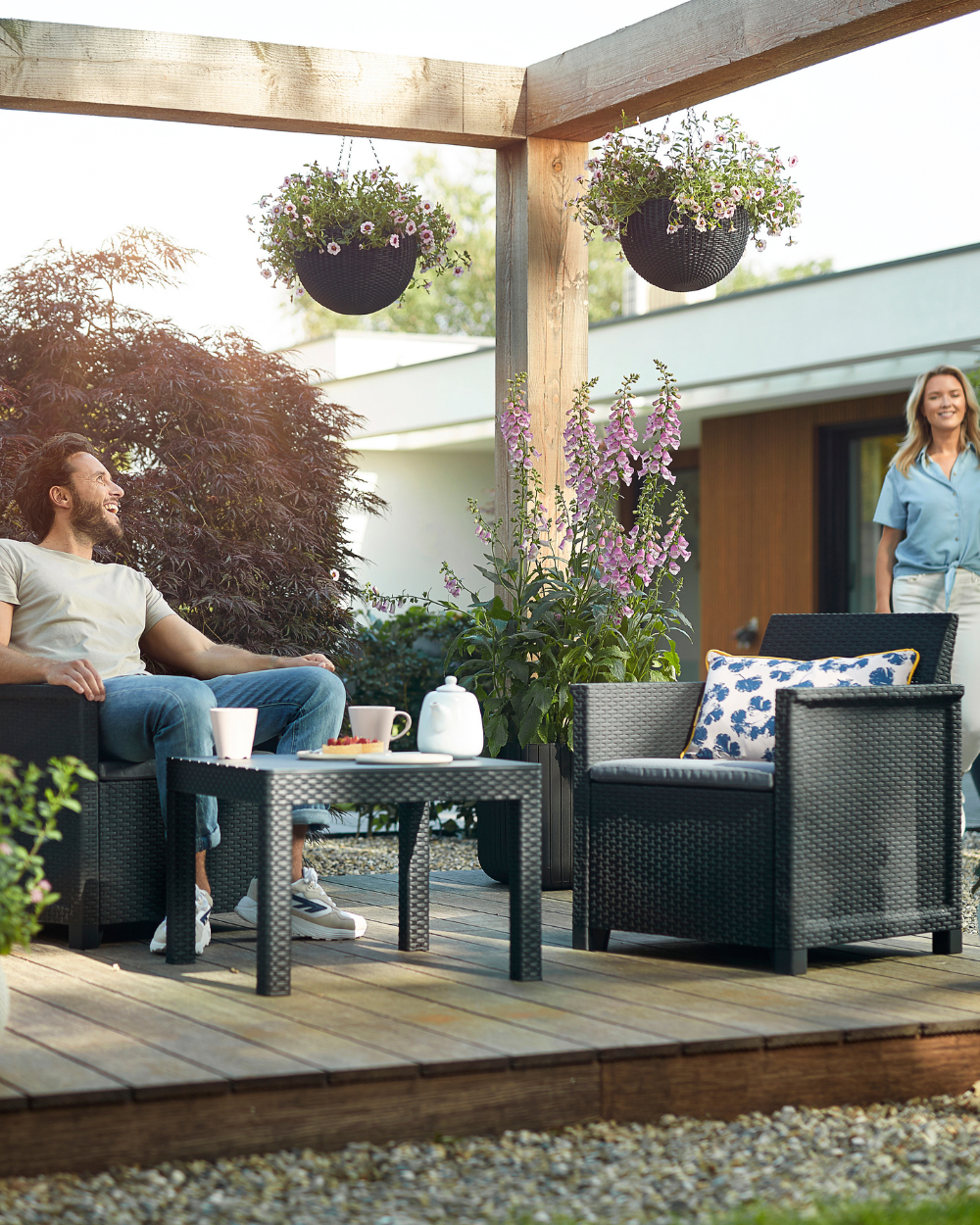 Emma 2 Seater Balcony Set With Table Graphite Keter