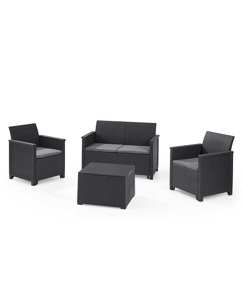 Emma 4 Seater Lounge Set With Storage Table Graphite Keter