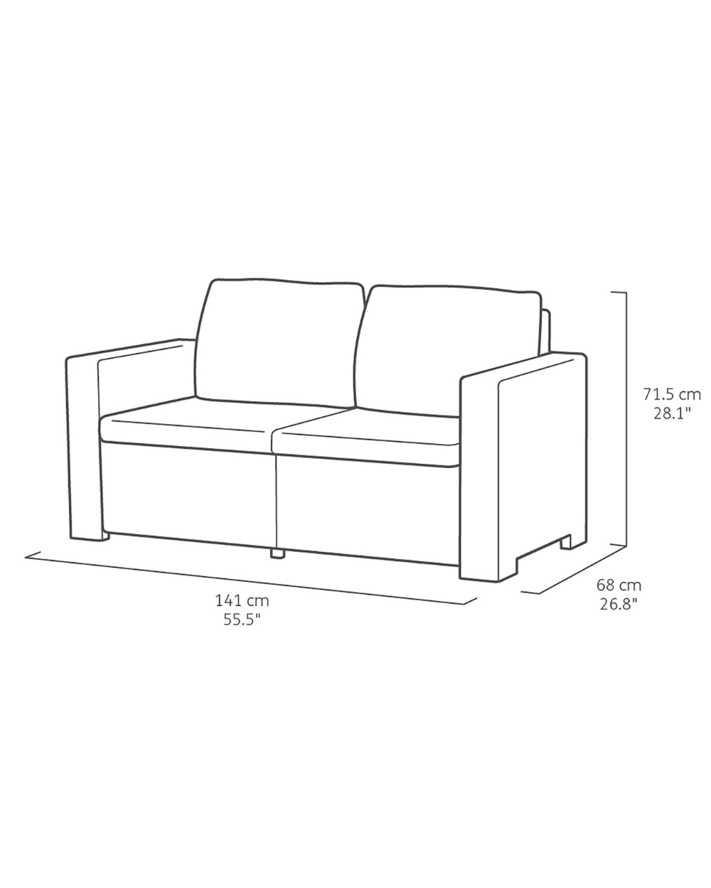 California 2 Seater Balcony Chaise Longue Mini Graphite
