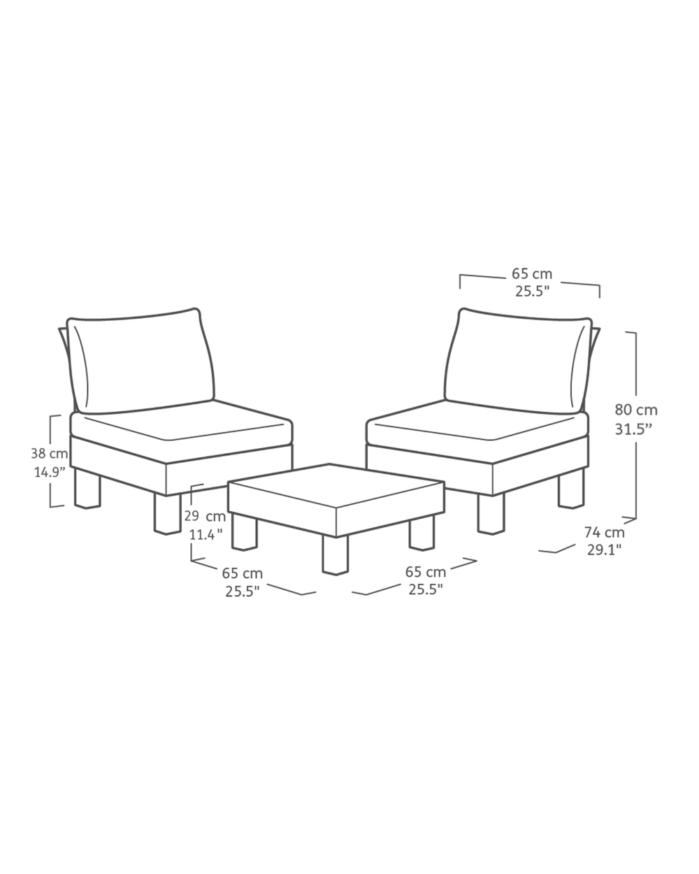 Elements Balcony Garden Patio Set Graphite Keter