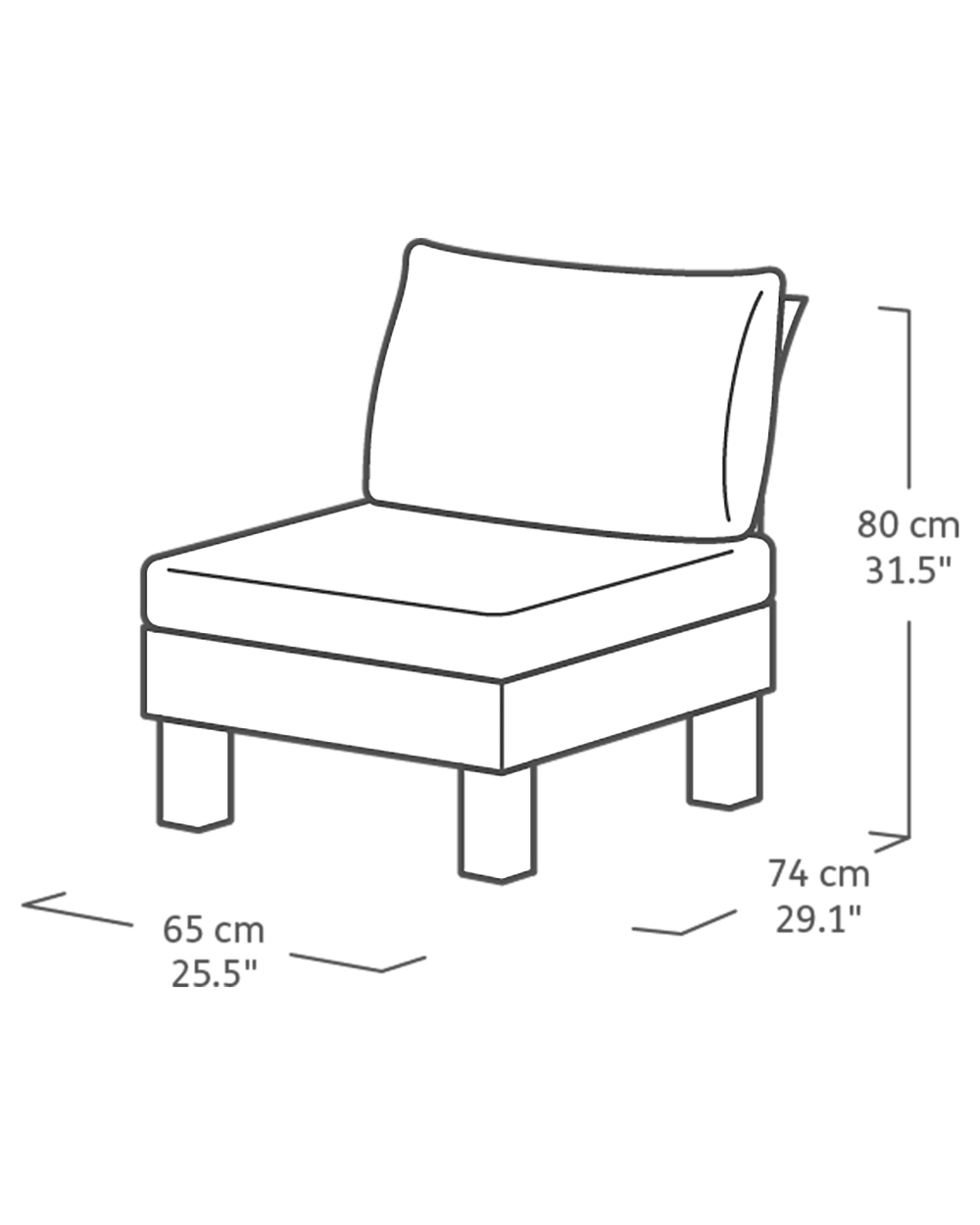 Elements 4 Seater Modular Lounge Set Graphite