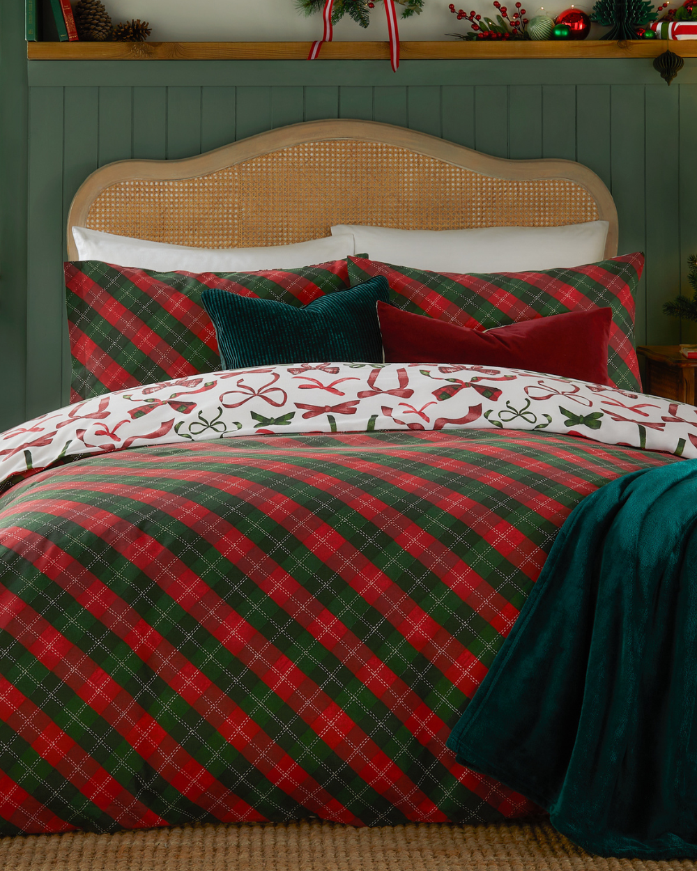 Christmas Duvet Set Bows & Tartan Single Double King