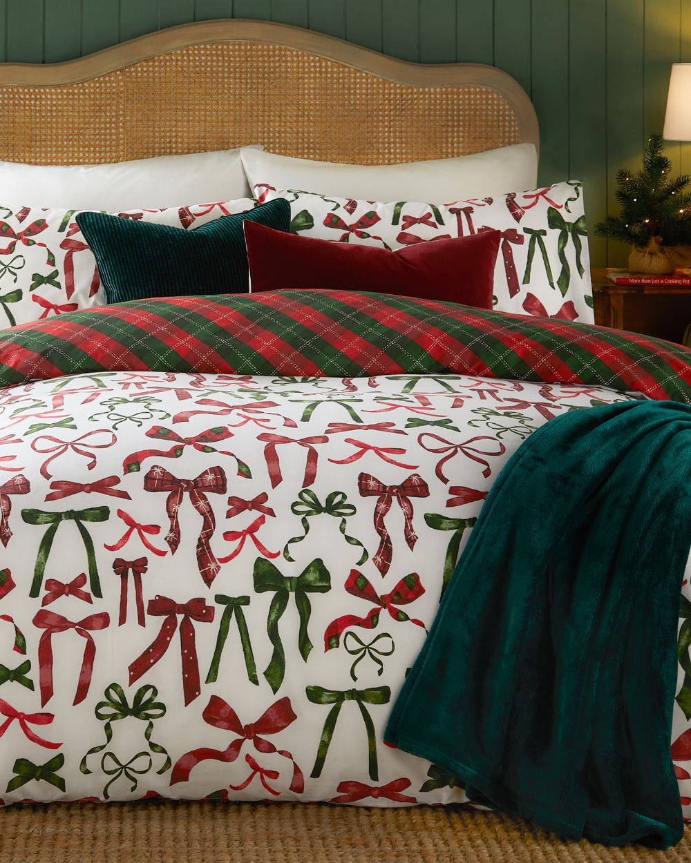 Christmas Duvet Set Bows & Tartan Single Double King