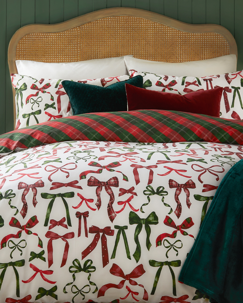 Christmas Duvet Set Bows & Tartan Single Double King
