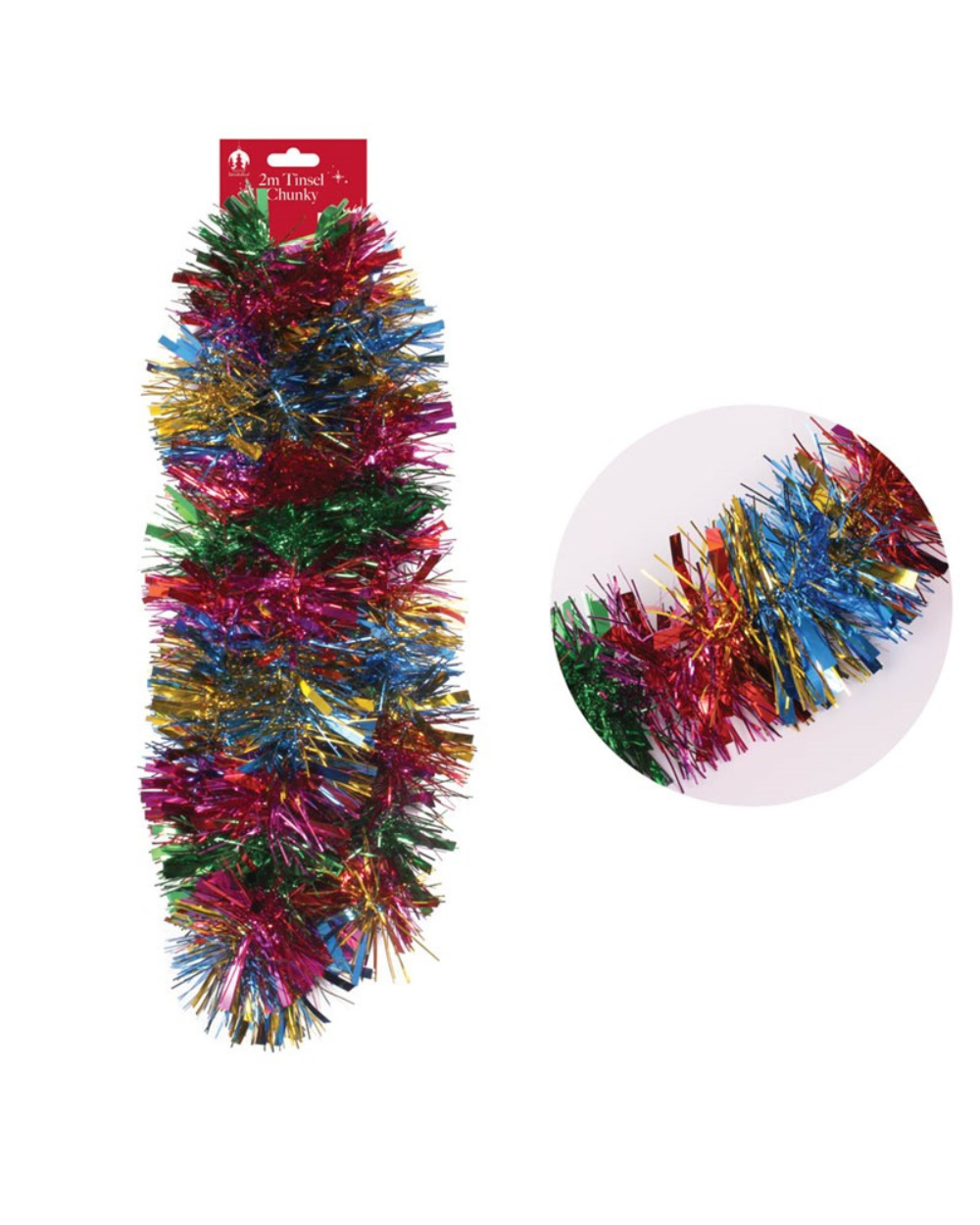 Multicolour Tinsel 2m Christmas Tree Decoration